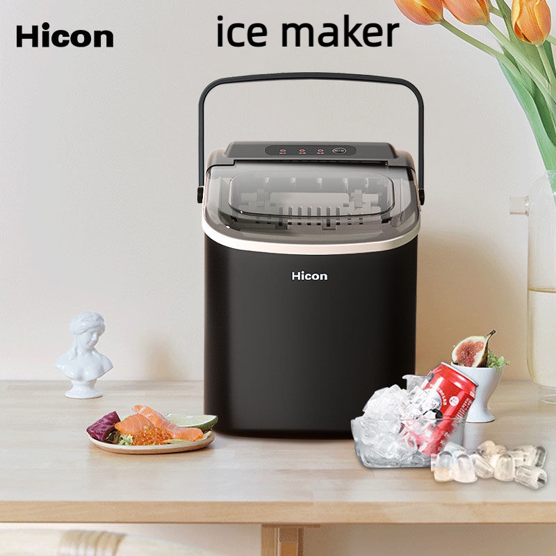 Hicon Ice Maker Fully automatic ice cube making machine Small Milk Tea Shop Commercial 15kg Household Mini Ice machine Automatic cleaning Dormitory Round Cube Makinging Machine intelligence Six minute