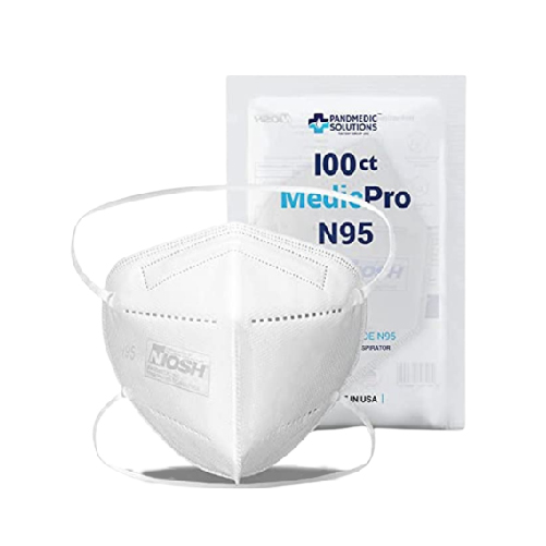 Pack of 100 MedicPro N95 Mask NIOSH Approved, Individually Wrapped N95 Particulate Respirator Mask Made in USA