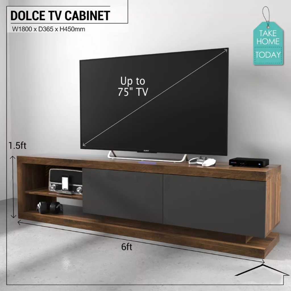 [FREE SHIPMENT] Dolce TV Cabinet TV Stand | Television Cabinet | Storage Drawers | Wooden | Modern