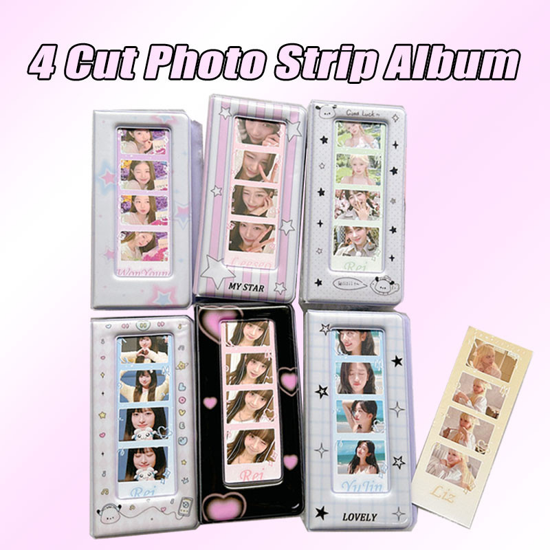 Hot sale 4Cut Photo Strip Album 6inch Idol Photocard Collect Book 4 Grids Photostrip Storage Album Cute Friends Gift School Stationary Set