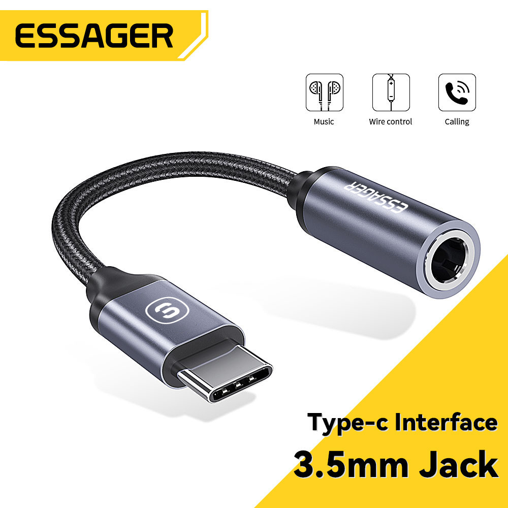 Essager 3.5mm Jack AUX Adapter Cable USB C to 3.5 Earphone Audio Converteraux cable