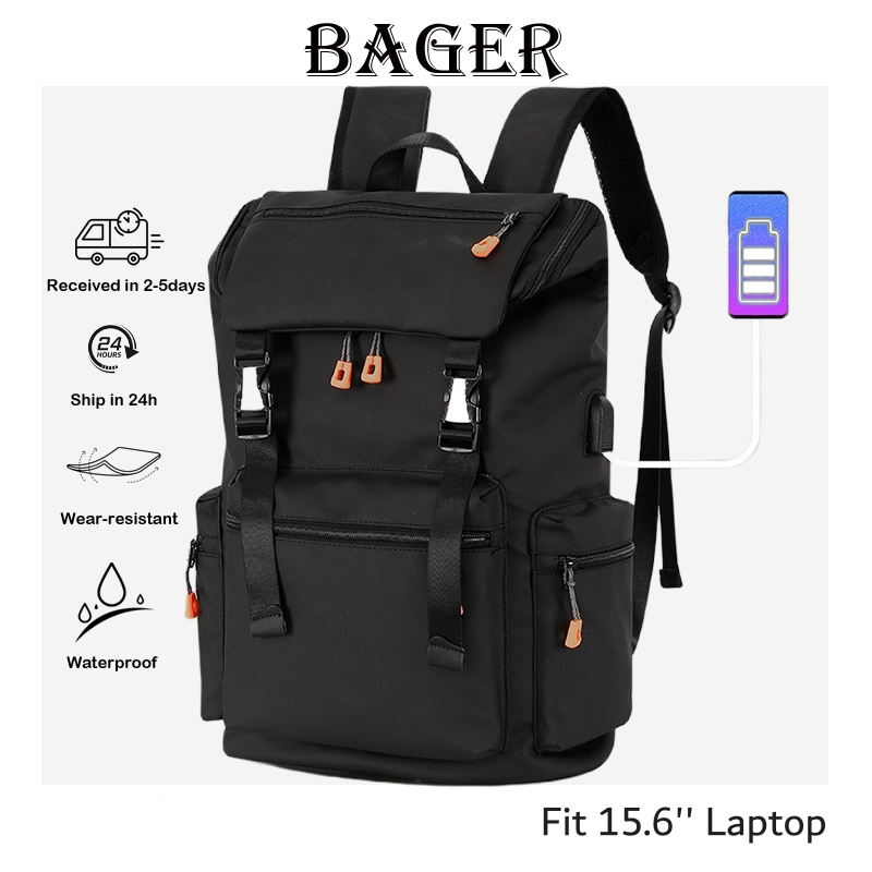 【SG Local】Large Backpack Lightweight Travel Laptop Backpack 15.6 inch Waterproof with Powerbank USB Slot